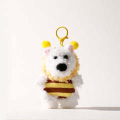 White Bear with Bee Costume Bag Charm Keychain
