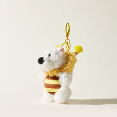 White Bear with Bee Costume Bag Charm Keychain