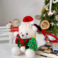 Christmas Teddy Bear Plush Bag Charm Keychain