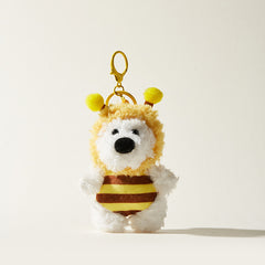 White Bear with Bee Costume Bag Charm Keychain