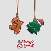 Christmas leather charms set gingerbread and tree design