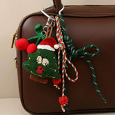 Cute Christmas tree plush keychain with red berry charms