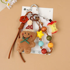 Holiday gingerbread bag charm with colorful beaded accessories