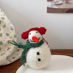Christmas Snowman with Red Nose Needle Felted Bag Charms