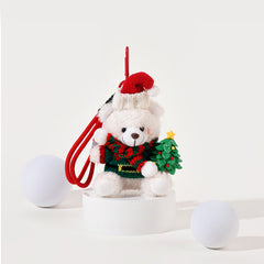 Christmas Teddy Bear Plush Bag Charm Keychain