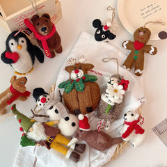 Christmas Reindeer Needle Felted Bag Charms Keychain