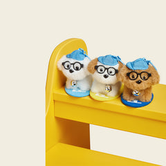 Adorable Dog Plush Bag Charm with Glasses and Bell