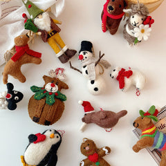 Christmas Snowman with Black Hat Needle Felted Bag Charms Keychain