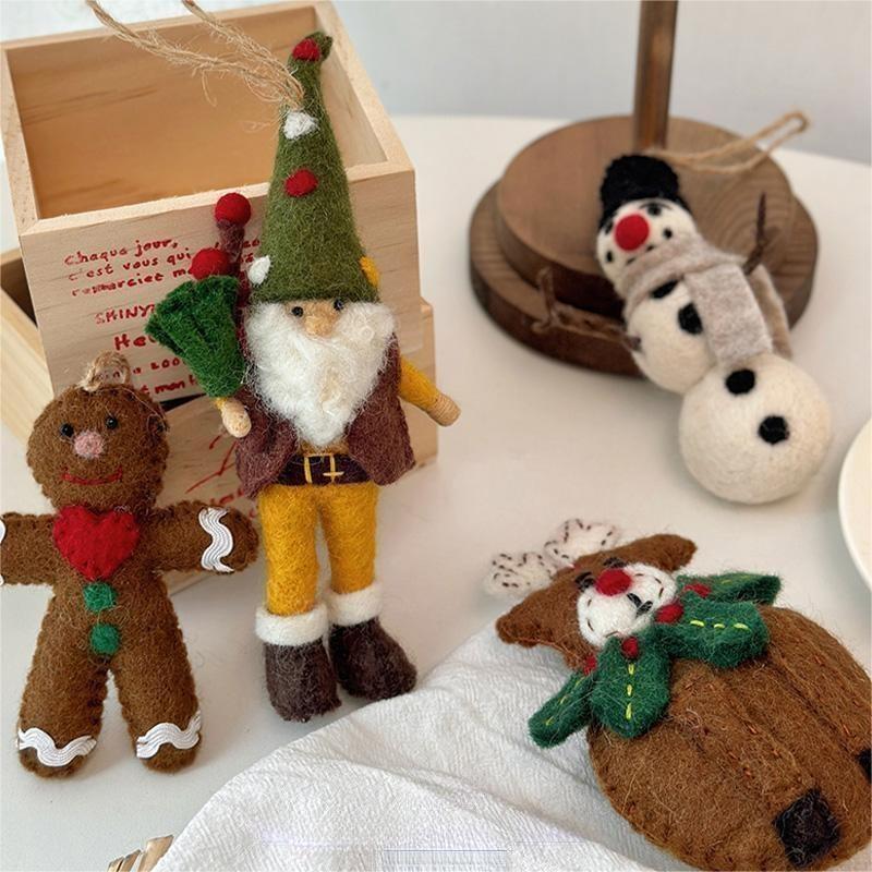 Christmas Snowman with Black Hat Needle Felted Bag Charms Keychain