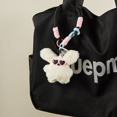 White Fat Rabbit Plush Bag Charm Keychain