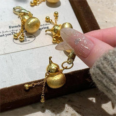 Golden Fortune Gourd Bag Charm Keychain