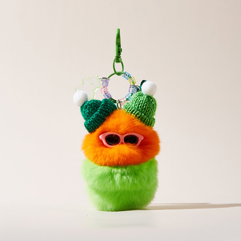 'Sausage Lips' Series Caterpillar Plush Cool Sunglasses Bag Charm Keychain