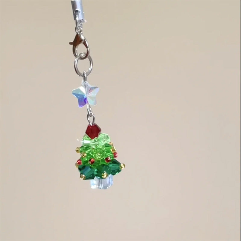 Handmade Mini Beaded Light-Up Christmas Tree Pendant