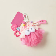 'LOVE YA' Bow Tie Plush Tassels Bag Charm Keychain