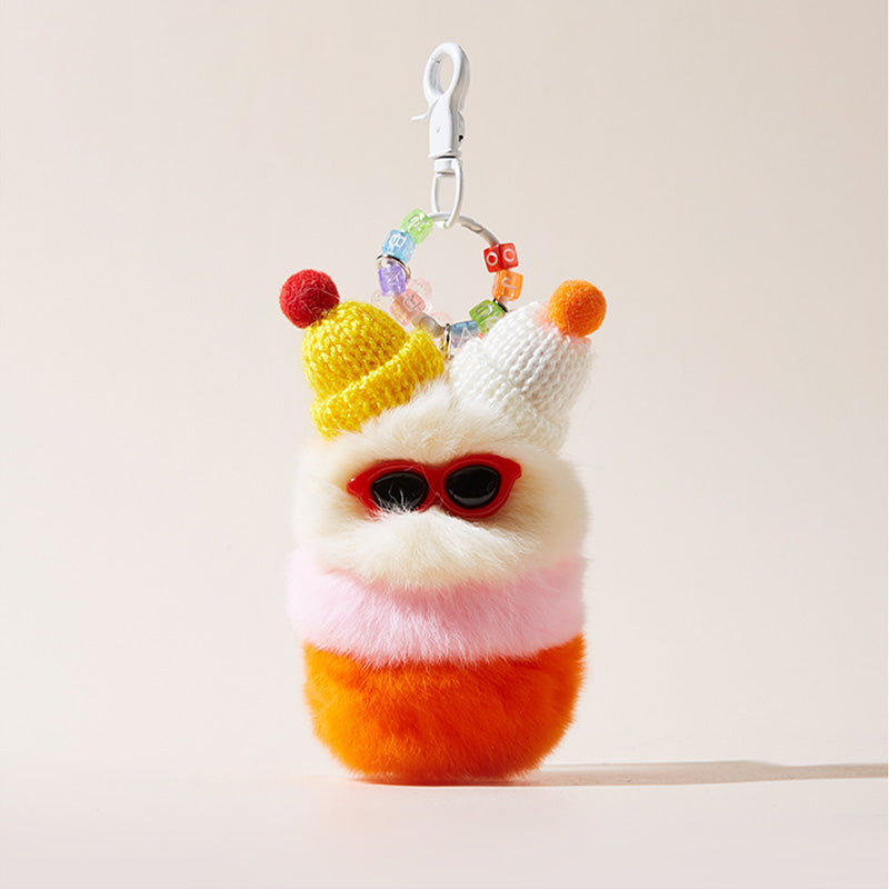 'Sausage Lips' Series Caterpillar Plush Cool Sunglasses Bag Charm Keychain