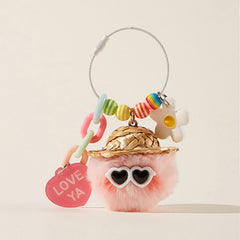 'LOVE YA' Heart-shaped Sunglasses Cool Bag Charm Keychain