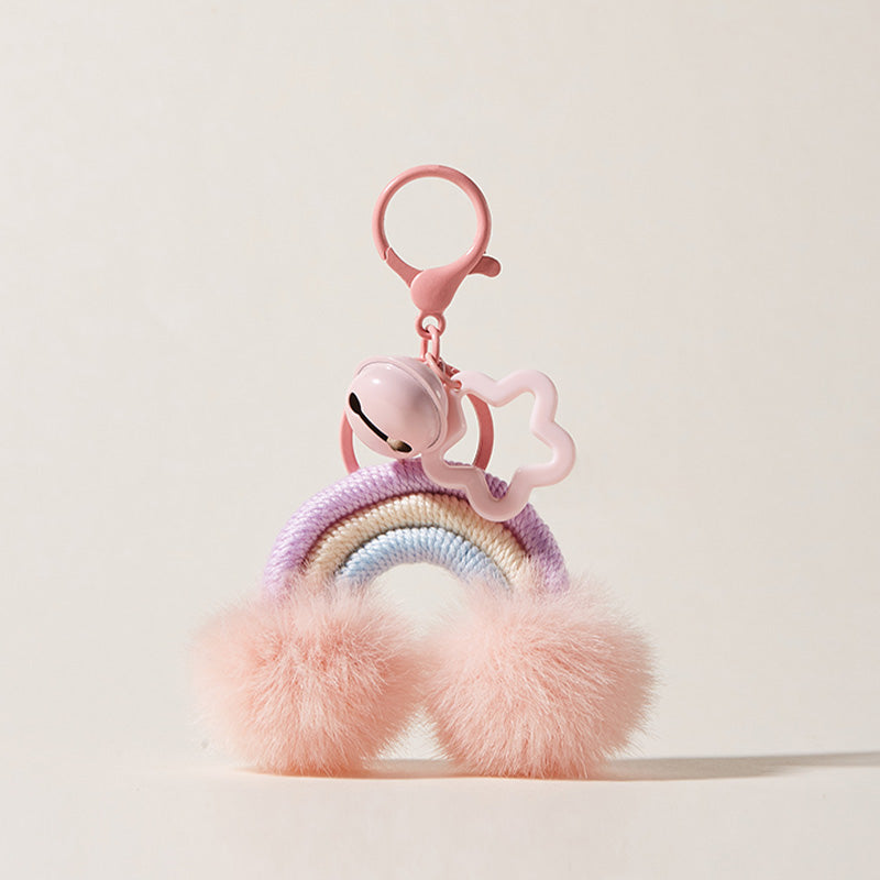 Rainbow-themed Plush Bell Plush Bag Charm Keychain