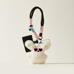 White Fat Rabbit Plush Bag Charm Keychain