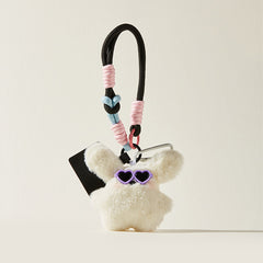 White Fat Rabbit Plush Bag Charm Keychain