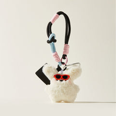 White Fat Rabbit Plush Bag Charm Keychain