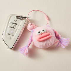 'Sausage Lips' Series Twisted Braid Decor Bag Charm Keychain