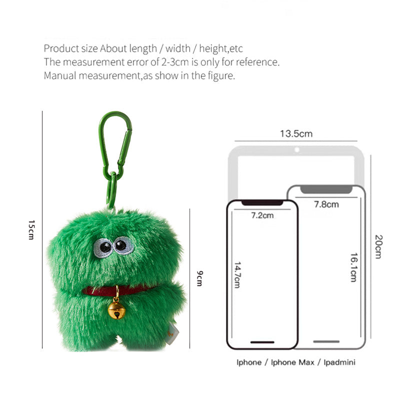 Fun Plush Monster Bag Charm with Bell Accent