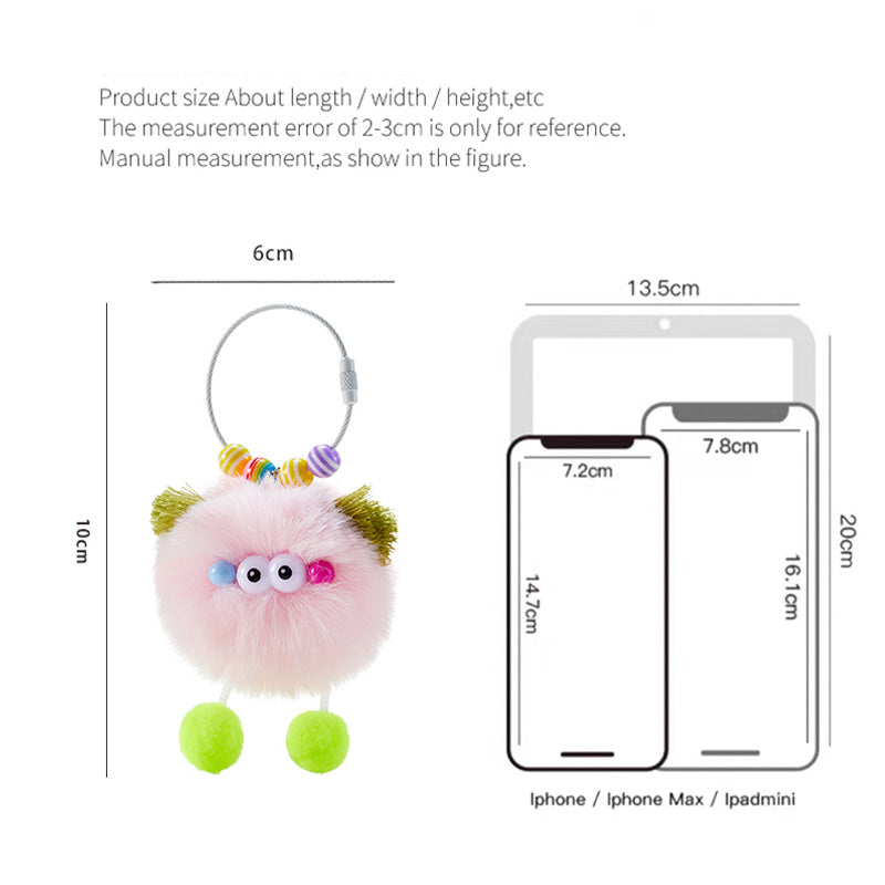 Whimsical Fluffy Monster Plush Bag Charm Keychain