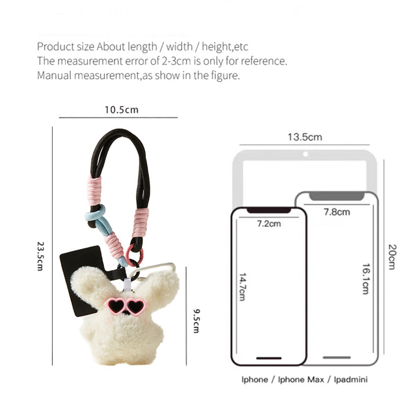 White Fat Rabbit Plush Bag Charm Keychain