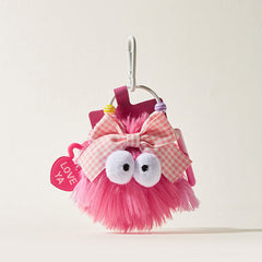 'LOVE YA' Bow Tie Plush Tassels Bag Charm Keychain