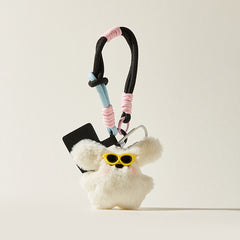 White Fat Rabbit Plush Bag Charm Keychain