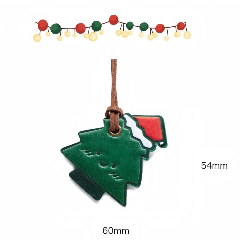 Christmas tree leather charm size 60mm by 54mm