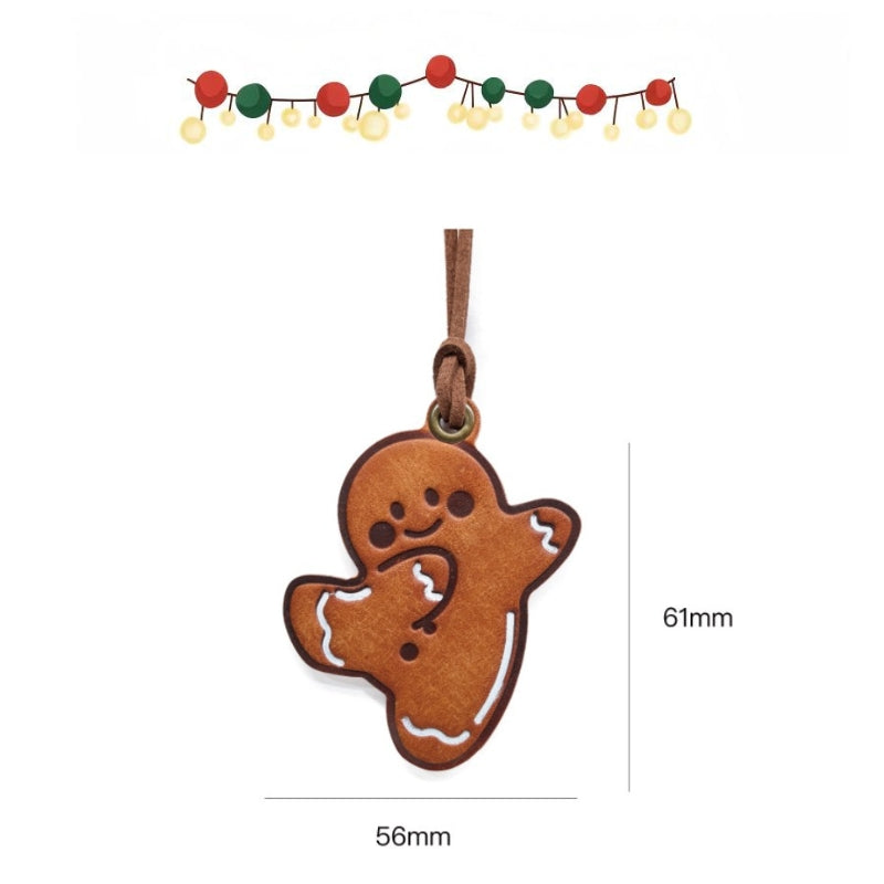 Gingerbread man leather charm size 56mm by 61mm