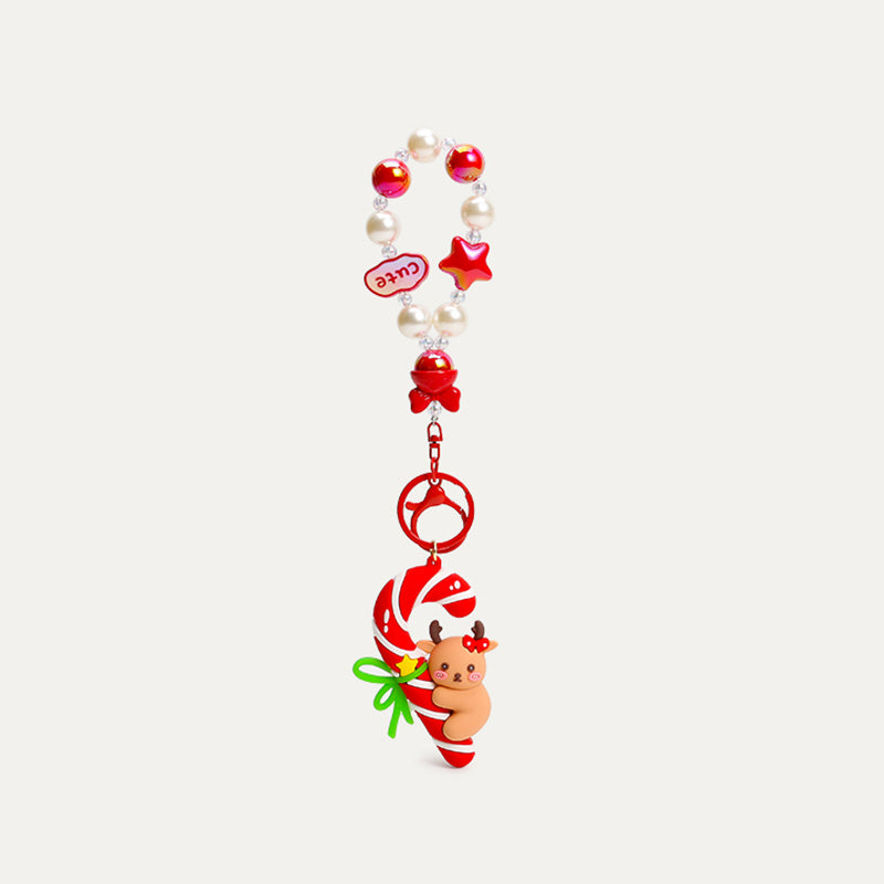 Festive Christmas Bag Charms with Beaded Straps