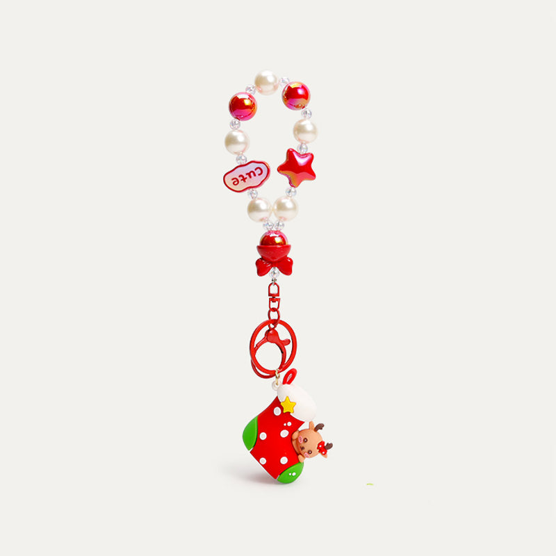 Festive Christmas Bag Charms with Beaded Straps