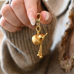 Golden Fortune Gourd Bag Charm Keychain