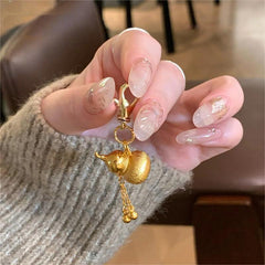 Golden Fortune Gourd Bag Charm Keychain